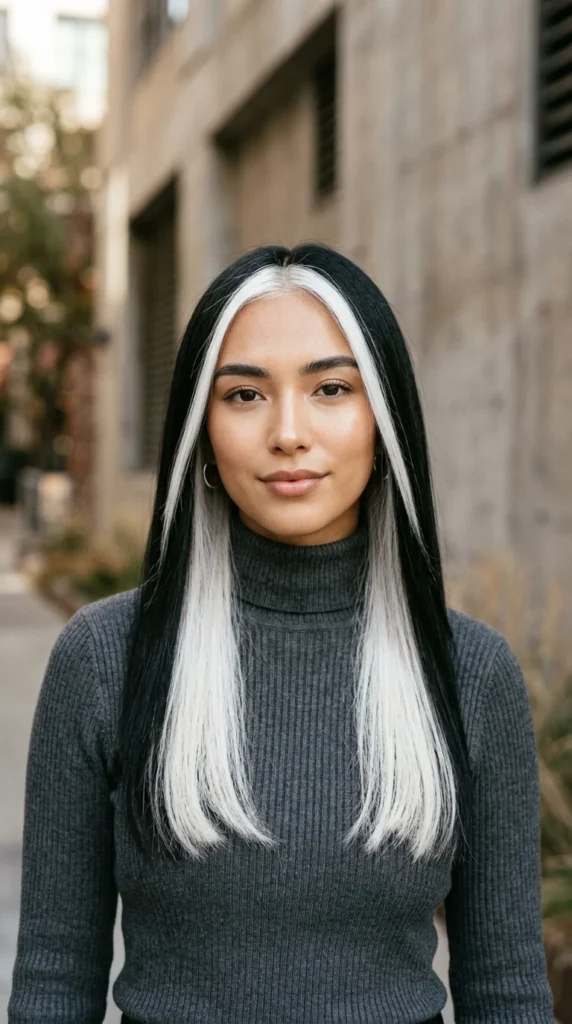 12 Monochrome Black Hair Looks with White Underneath